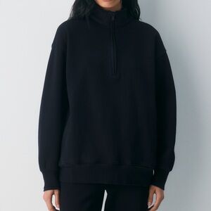 Cozy Sweatfleece Boyfriend 1/2 Zip Sweatshirt Size Large